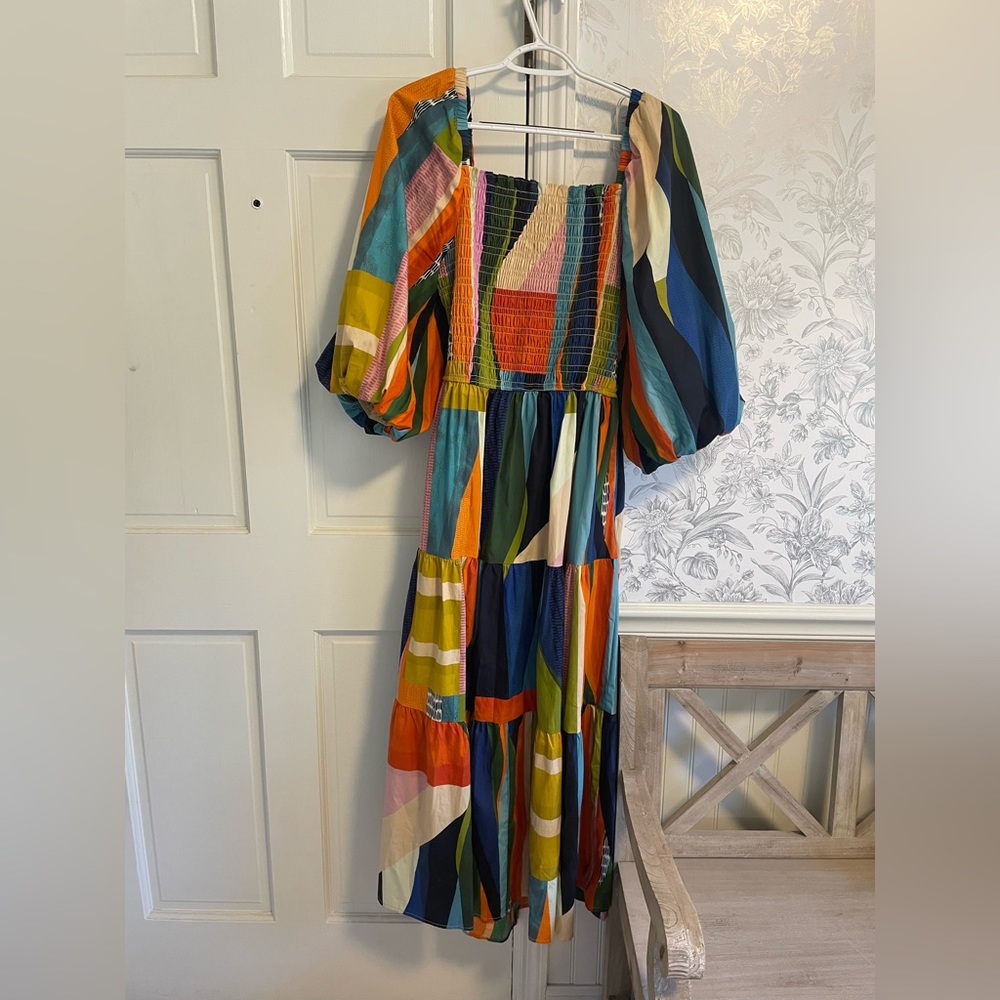 Karlie Mosaic Puff Sleeve Dress